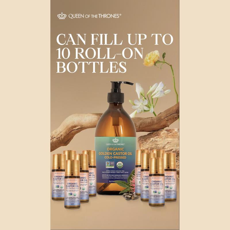 VIP Organic Golden Castor Oil Roll-On with Rose Quartz 1.7oz
