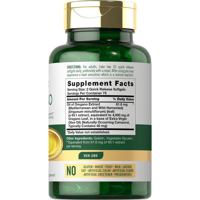 VIP Oregano Oil 4000mg Supplement | 150 Softgel Capsules | Contains Carvacrol | Non-GMO & Gluten Free Formula